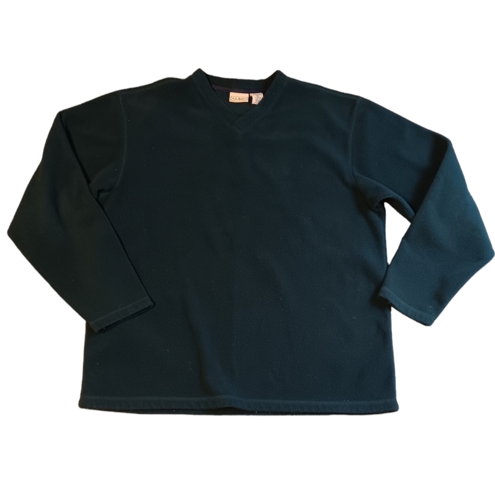 💚L.L. BEAN MEN'S SIZE LARGE FOREST GREEN 100% POLYESTER FLEECE SWEATSHIRT.